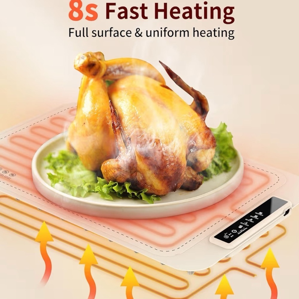 New Warming Mat for Food - Electric Silicone Food Warming Tray for Buffet, Beige - Picture 4 of 9
